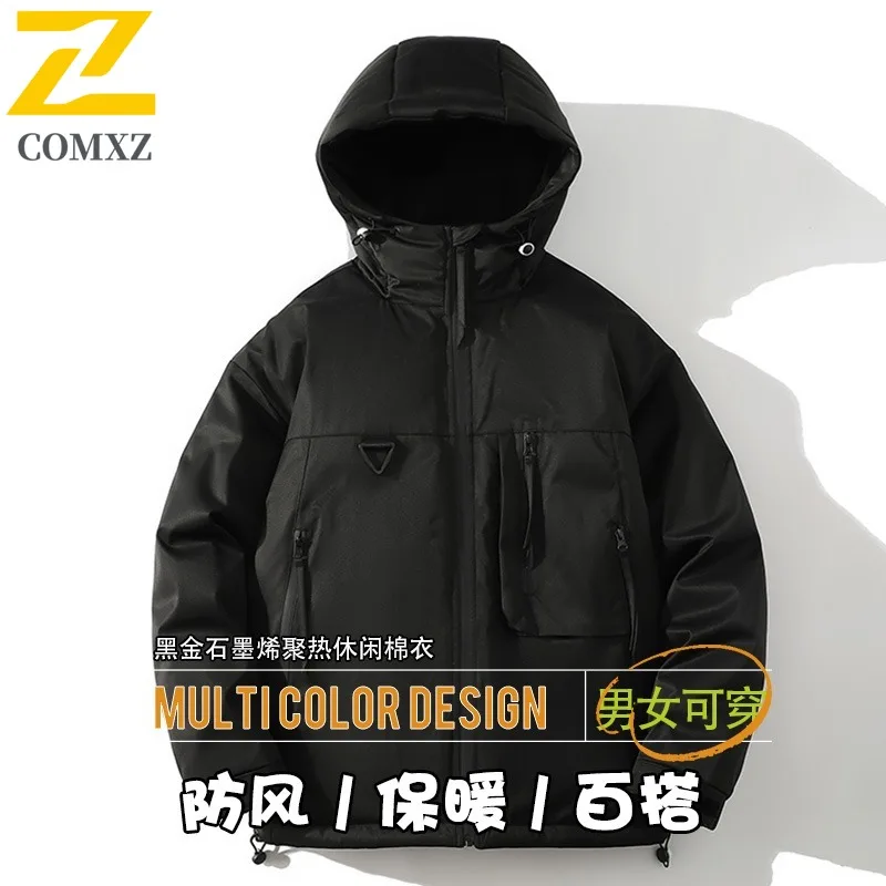 

COMXZ 2025 Autumn Winter Graphene Hooded Jacket Mens Thick Warm Workwear Style Triple Proof Coat Fashion Outwear windbreaker