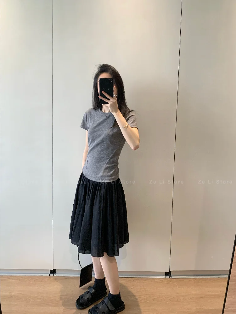 Short A-Line Skirt Women's Summer New Style Heavy Embroidery Acetate Half Body Skirt Fresh Sweet Girl Style Polyester Lycra