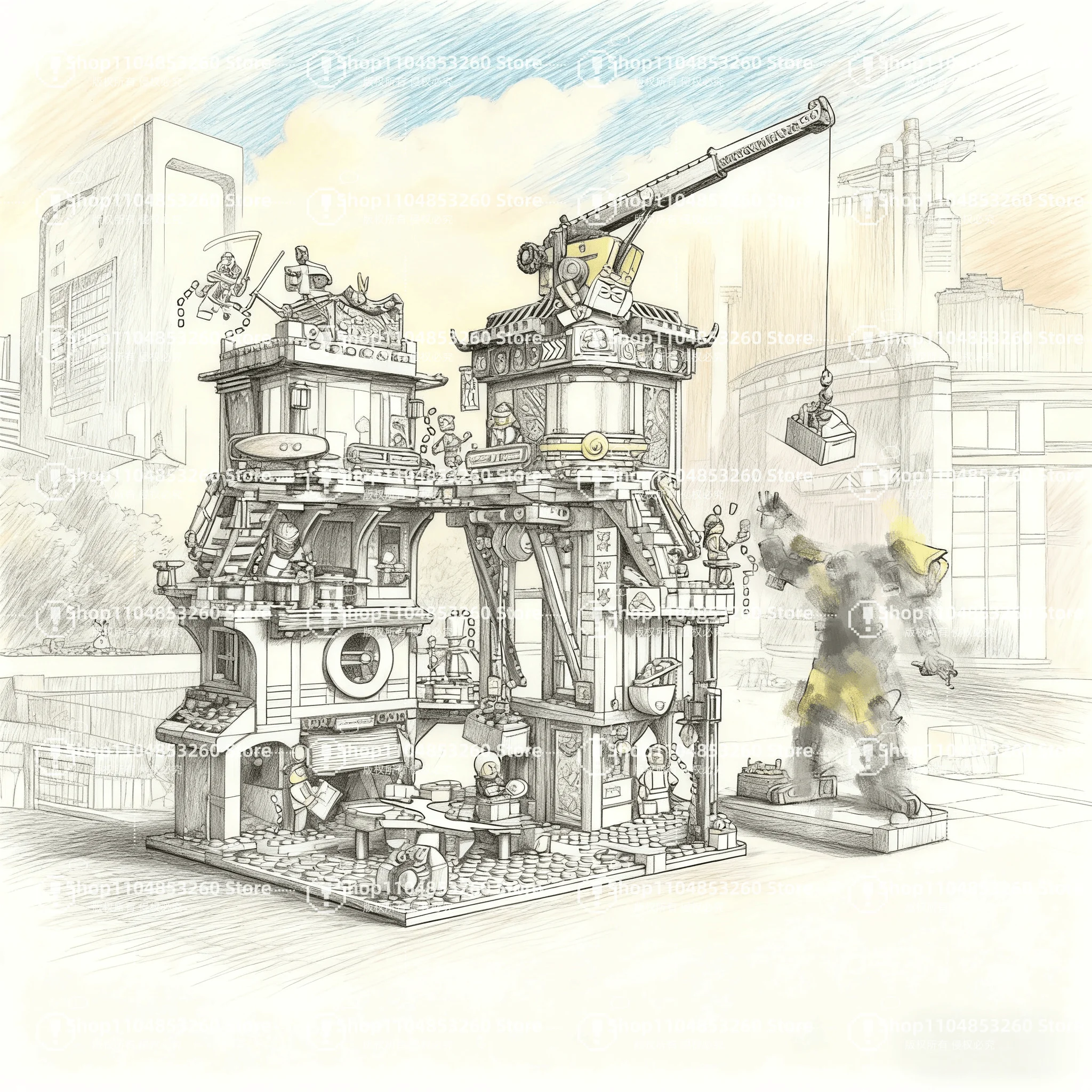 

New 2025 City Workshop Markets Building Blocks Bricks Creative Street View House Toy for Adult Children Birthday Gifts 3244pcs