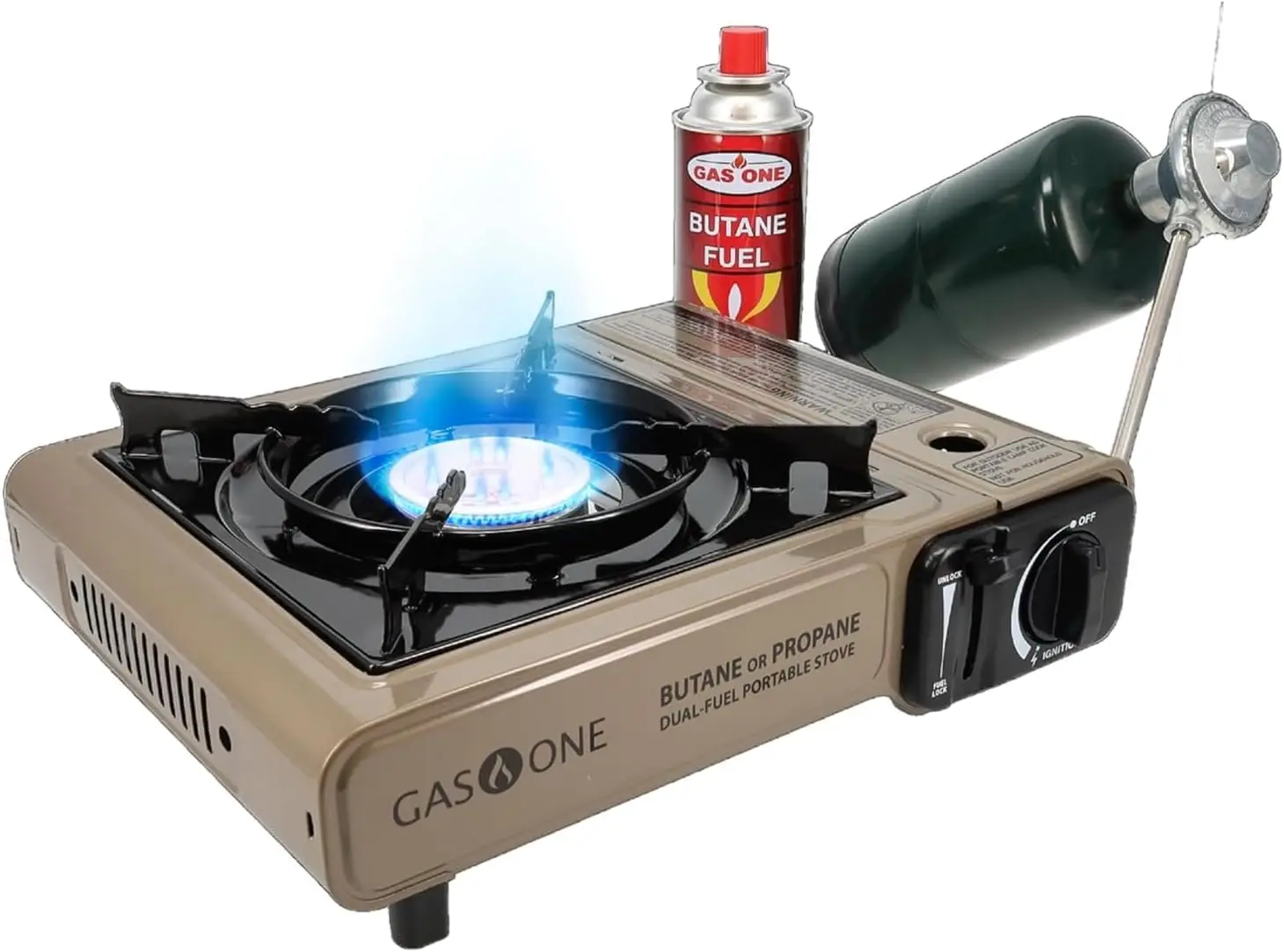 

GS-3400P Dual Fuel Camping Stove - Propane/Butane, Portable with Carrying Case