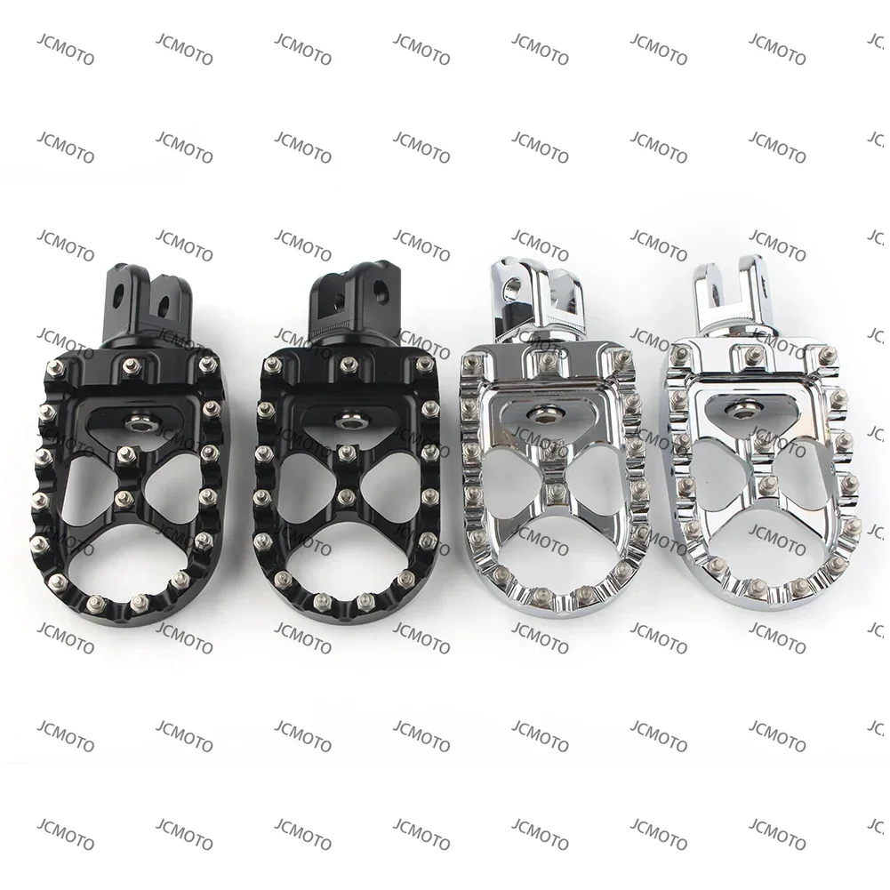 

For Harley Davidson Softail Models 2018 2019 Black/Chrome 2Pcs Aluminum MX Style Motorcycle Foot Rest Front Wide Footpegs
