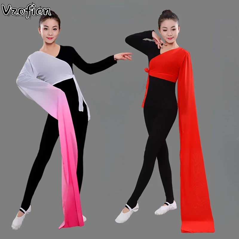 Chinese Folk Shoulder Classical Dance Water Sleeve Tops Dance Costume Practice  Clothes for Women Tibetan Dance Tops Stage