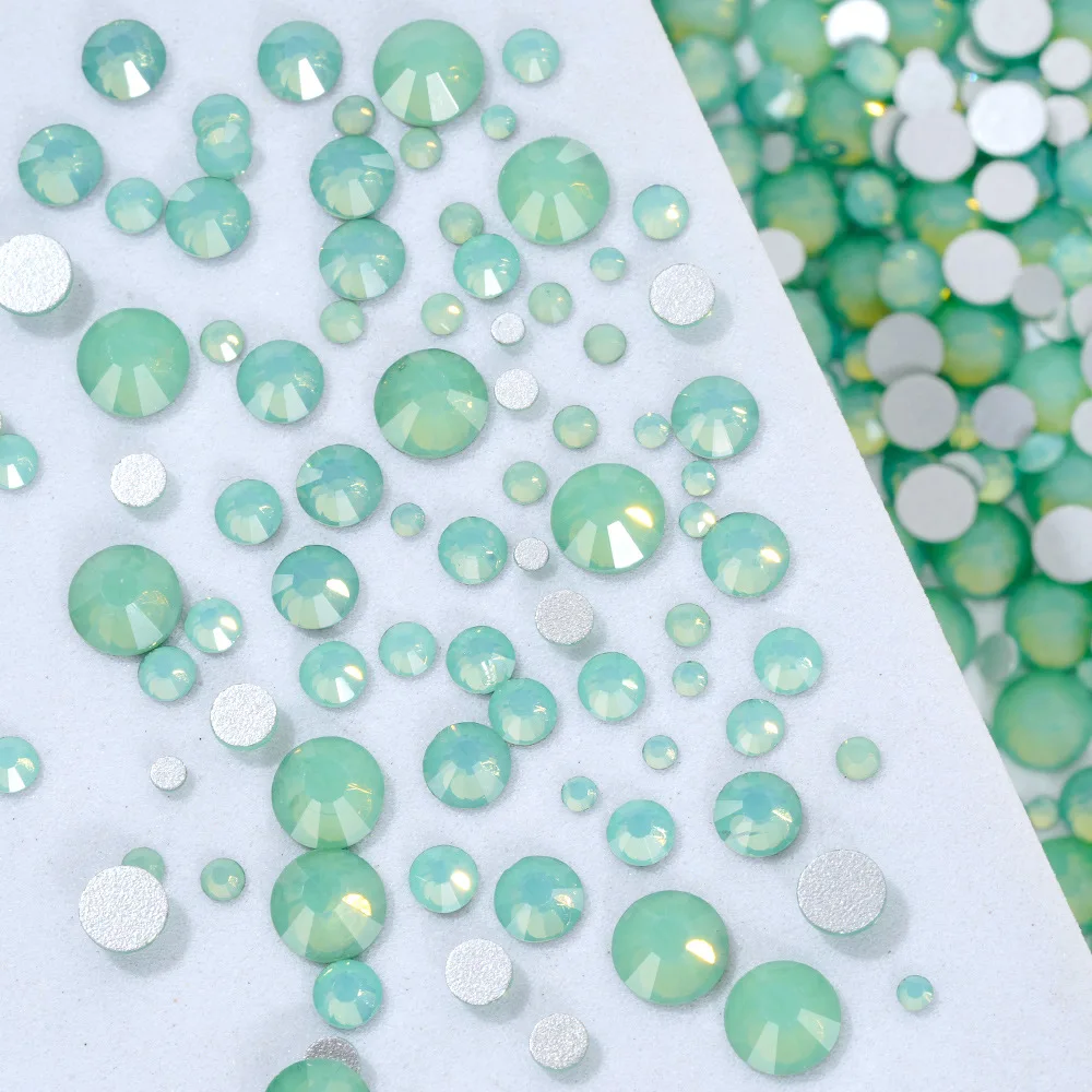 DUCRYSTAL Opal Mix Size Crystal Flatback Non Hot Fix Glass Rhinestone DIY Crafts Glue On Gems Nail Clothes Decoration