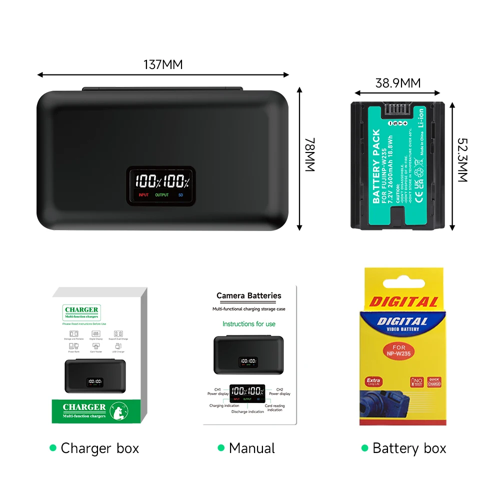 PALO 2600mAh NP-W235 NP W235 + ładowarka do Fujifilm Fuji X-T4 XT4 GFX100S X-H2S XH2S GFX50SII