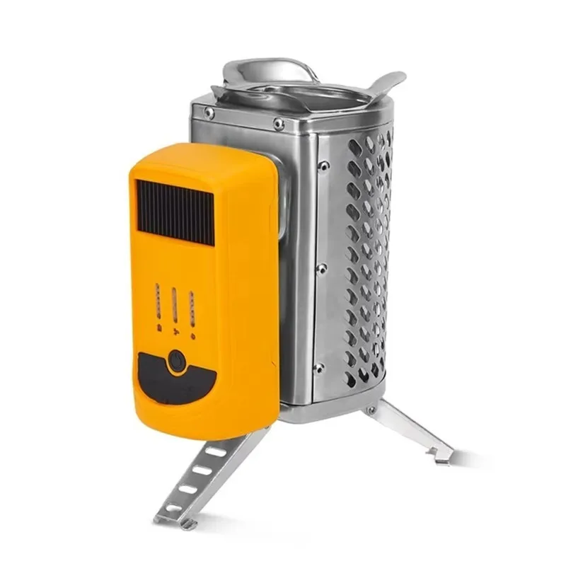 

【Best-selling】Flame Powered Folding USB Rechargeable Outdoor BBQ Picnic Stove Charcoal Wood Stainless Steel Portable Electricity