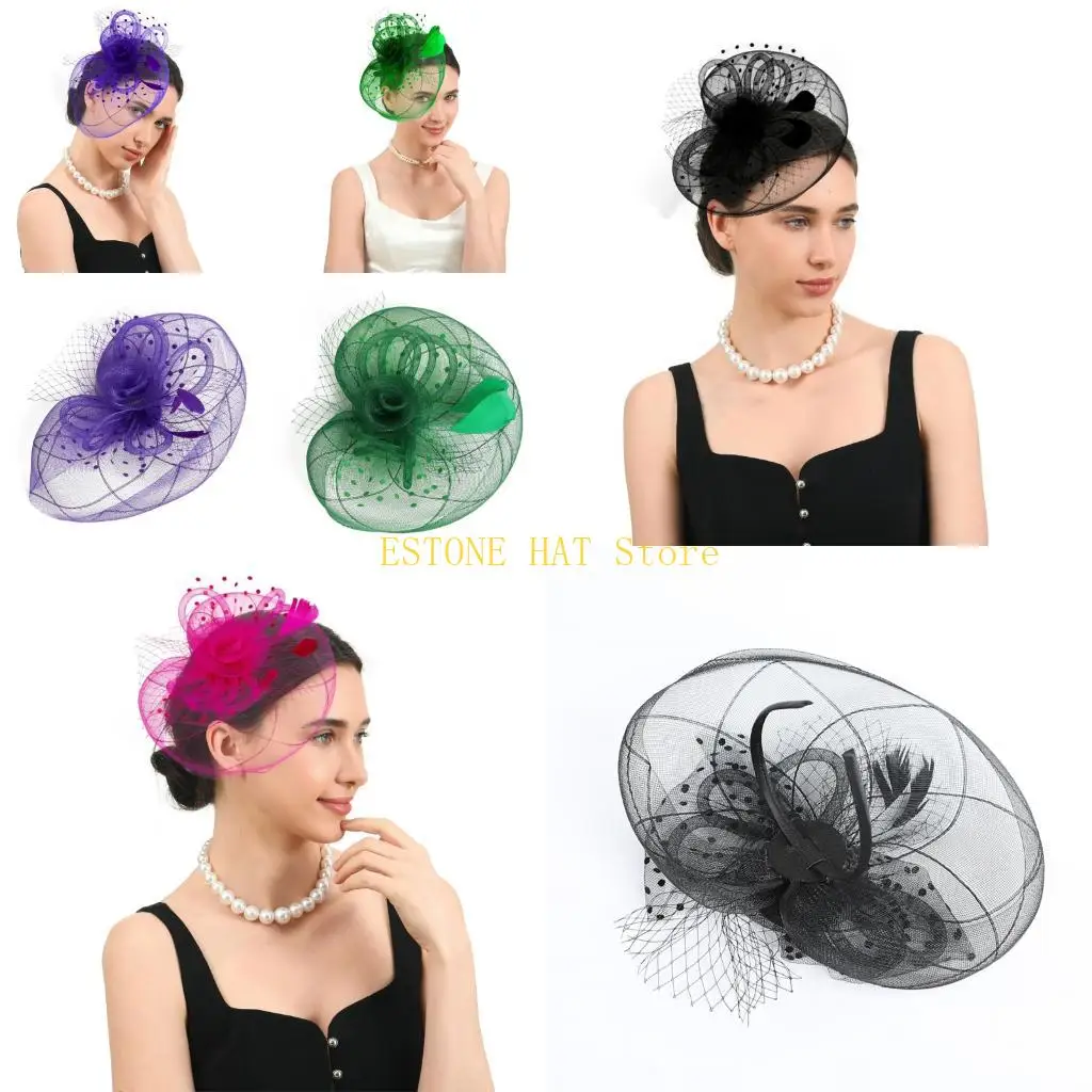 

49MF Чародейная шляпа с перьями, головной убор, украшение для волос для скачек, свадебный душ