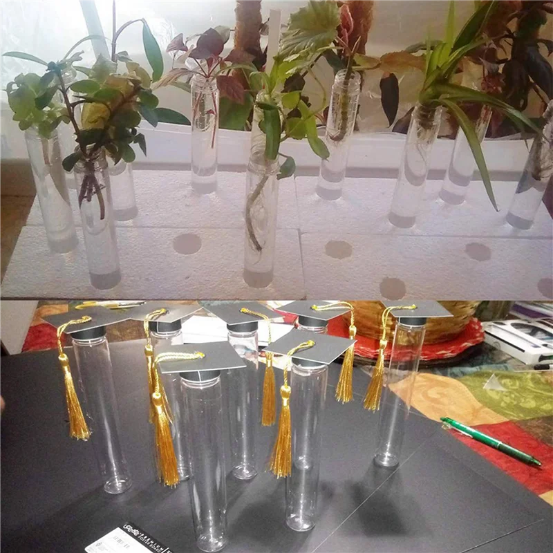 

120Pcs 110Ml Plastic Test Tube,Clear Flat Test Tubes,Plastic Test Tubes With Screw Caps For Candy,Beans,Party Decor