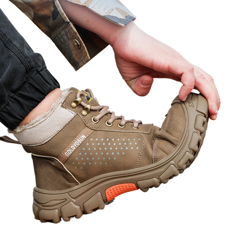 

2025 New Winter Thickened Wool Work Safety Shoes For Men Steel Toe Cap Work Boots Non Slip Security Shoes Male Snow Boots
