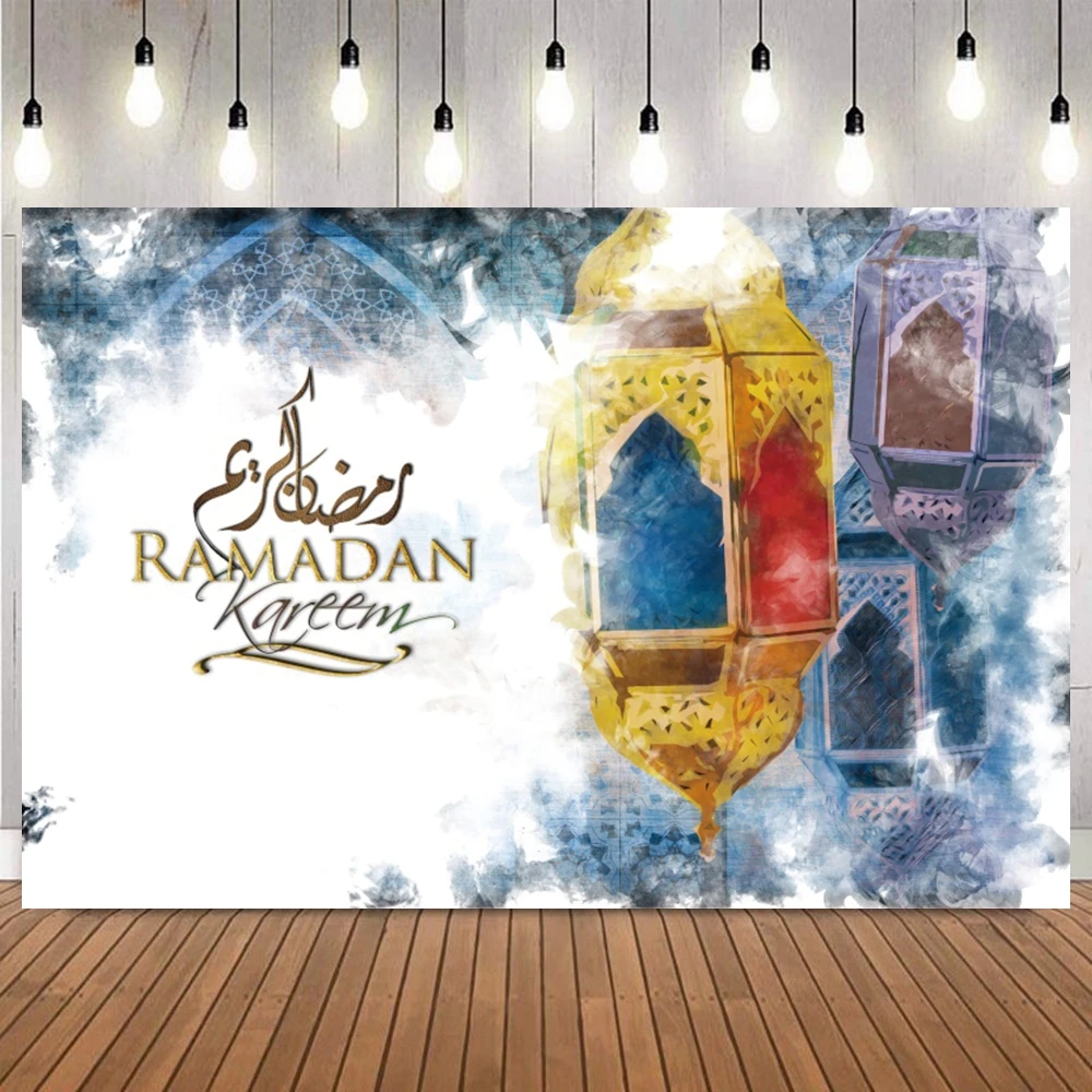 Eid Mubarak Ramadan Photography Background Lantern Moon Islamic Muslim Mosque Religious Party Portrait Home Decor Photo Backdrop