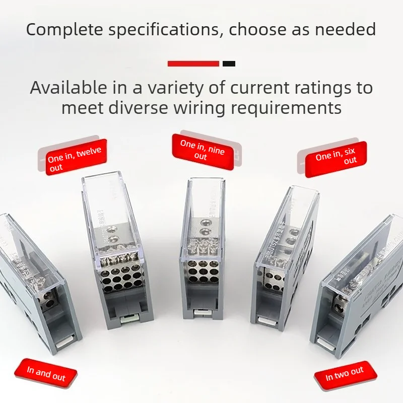 FJ6/JTS2 DIN Rail Terminal Block, One-In Multiple-Out Wire Connector, Distribution Junction Box for Electric Wiring Projects
