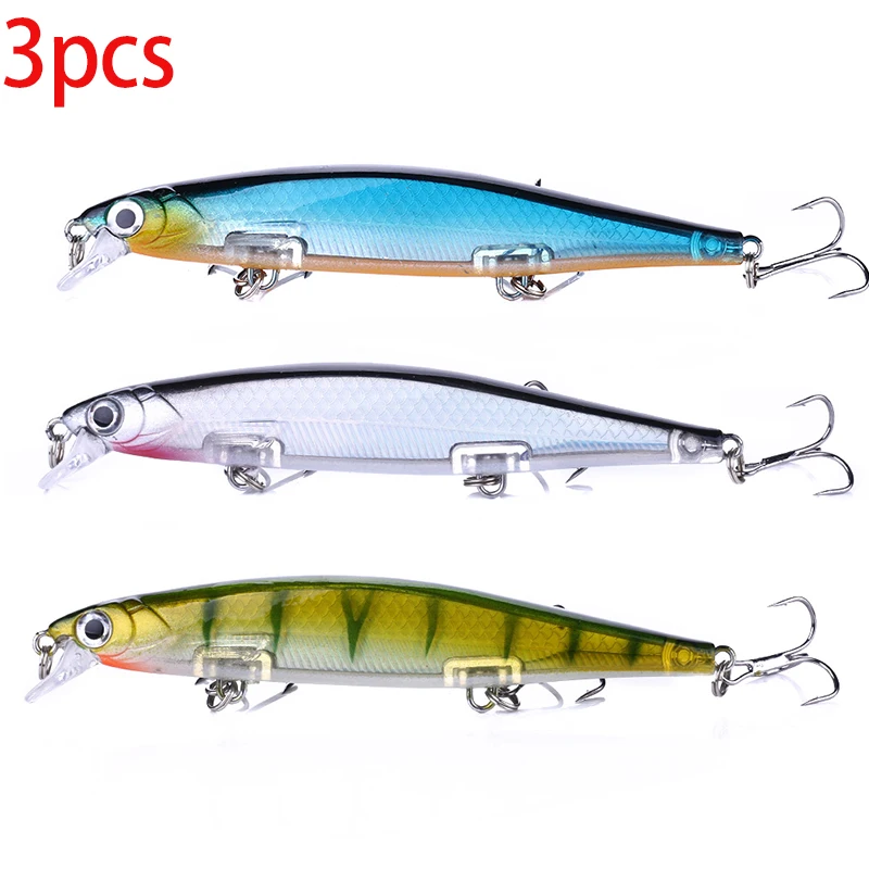1 Stück Minnow Trolling Angelköder Laser-Hartköder 3D-Augen 11cm 13g Wobbler für Barsch, Hecht, Wolfsbarsch, Sinkender Jerkbait