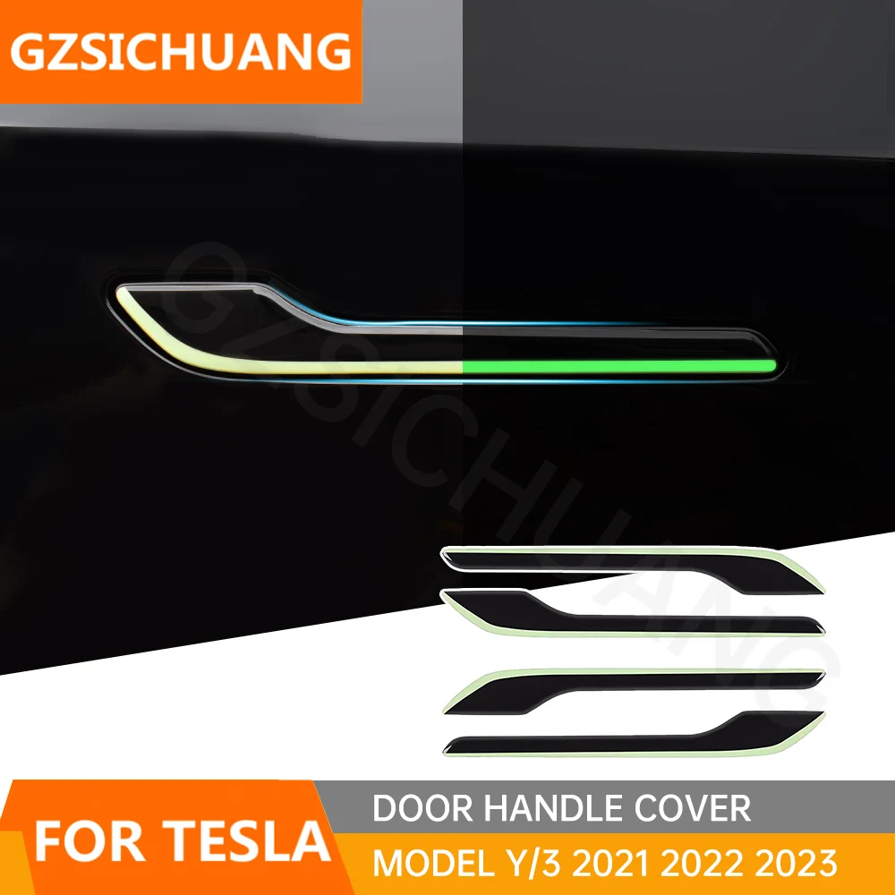 

Car Door Handle Protection Sticker For Tesla Model 3 Model Y 2017-2023 Light Emitting Door Handle Sticker Car Door Accessories