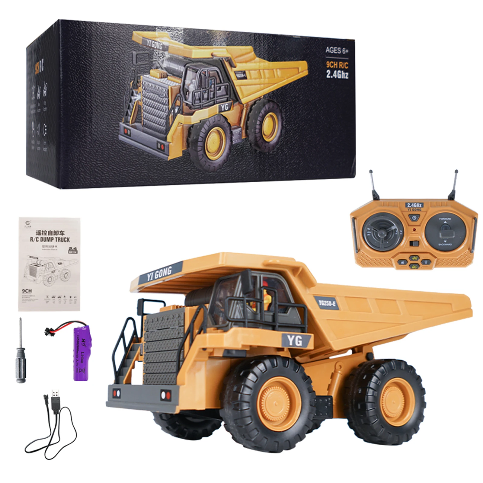 2.4G Radiogestuurde RC Dump Truck 1/24 9CH Dumper Techniek Auto Voertuig Modellen voor Kinderen Volwassen Cadeautjes
