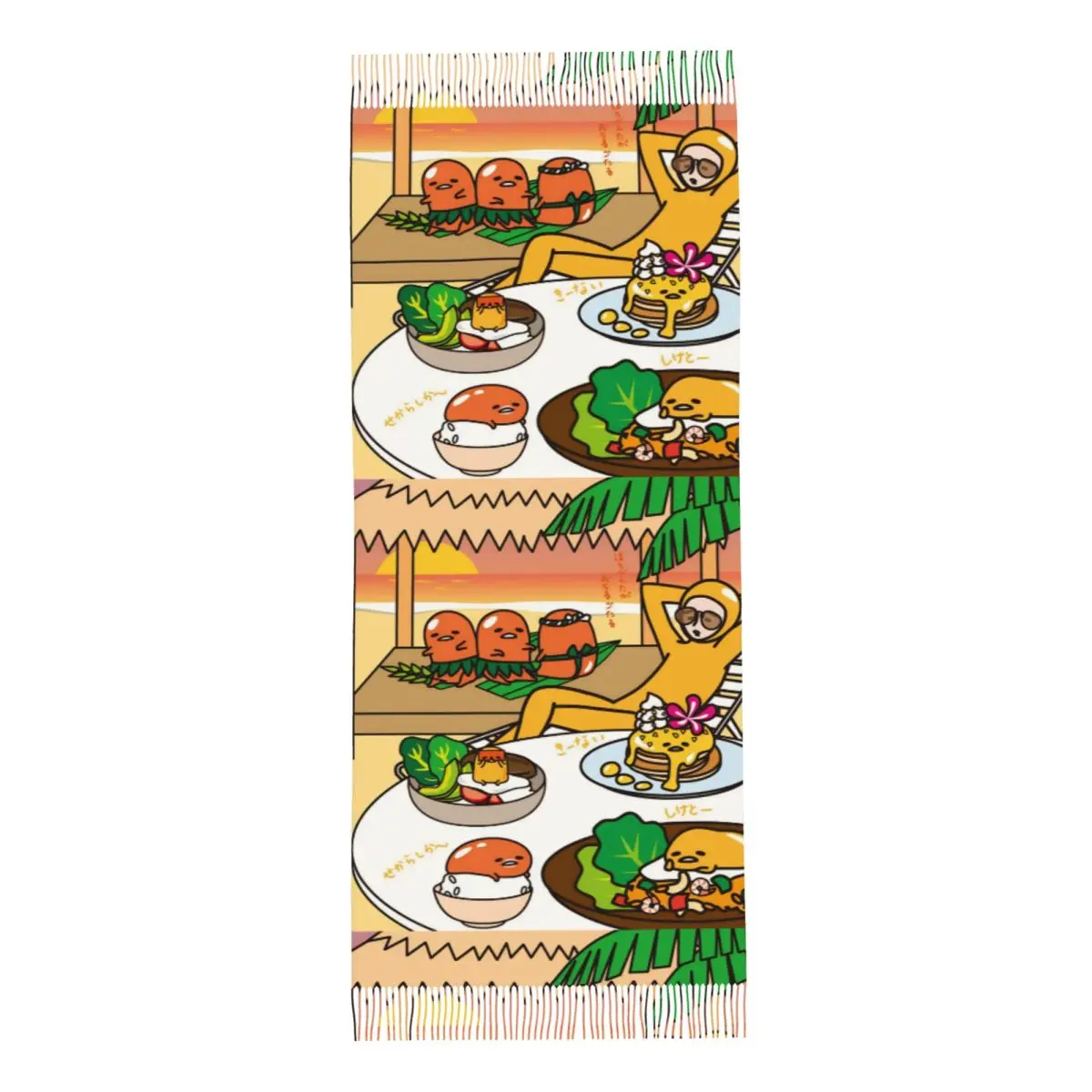 Damessjaal met kwastje Gudetama schattig ei cartoon grote winter warme sjaal wrap geschenken pashmina sjaals