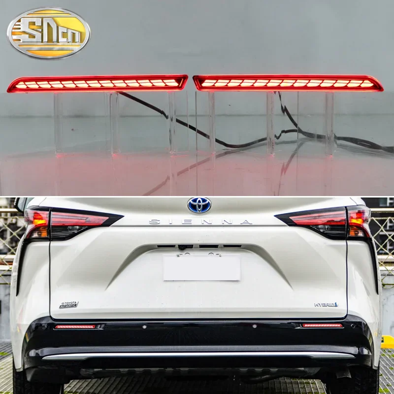 

2pcs For Toyota Sienna 2021 2022 3-in-1 Functions 12V LED Bumper Light Rear Fog Lamp Brake Light Dynamic Turn Signal Reflector