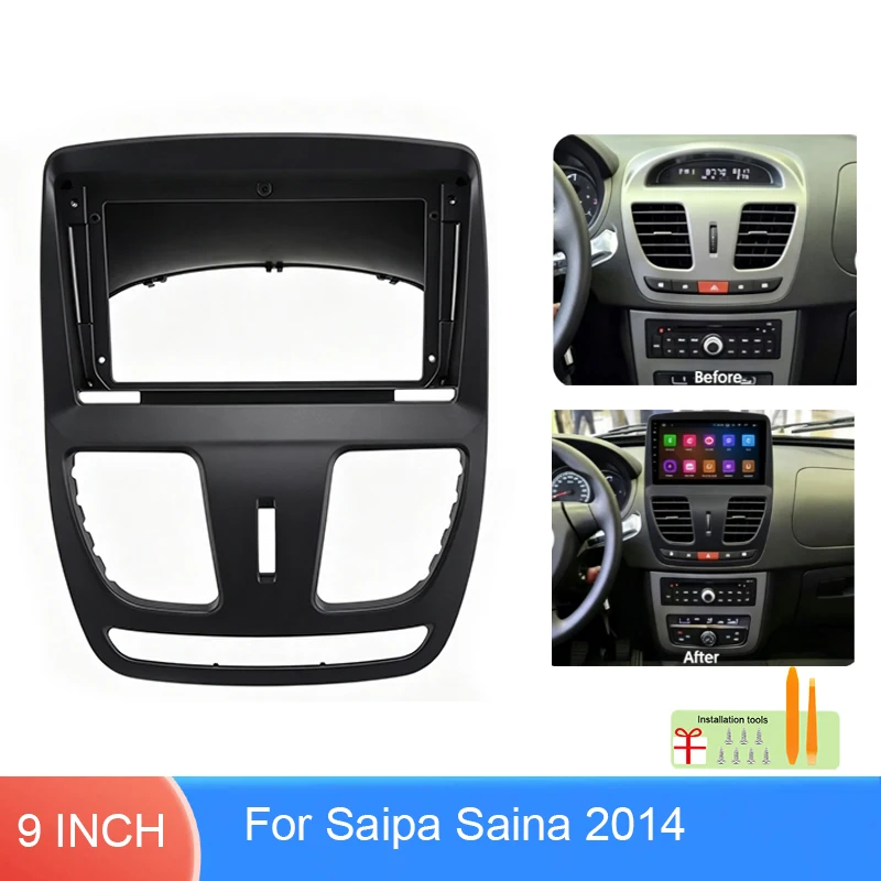 9 Inch Car Radio Fascia Frame For Saipa Saina 2014 Black Dashboard Panel Trim Installation Bezel Kit