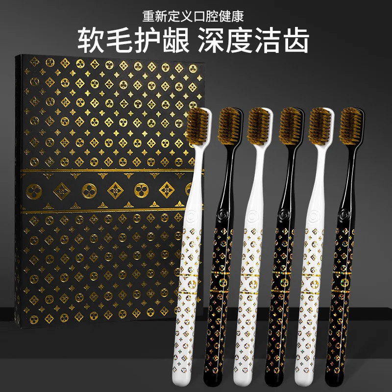 Light luxury couple soft bristled toothbrush gift set, suitable for deep oral cleaning of families, schools,  traveling couples