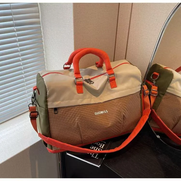 travel-bag-unisex-lightweight-suitcase-fitness-luggage-handbag-short-trip-air-travel-bag-men's-sports-gym-bag-checkered-pattern