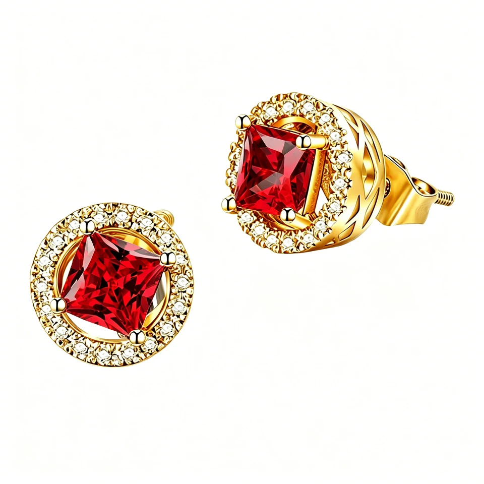 

VANAXIN 925 sterling silver Luxury Cubic Zirconia Stud Earrings for Women Men Princess Screw Back for Daily Party Wedding