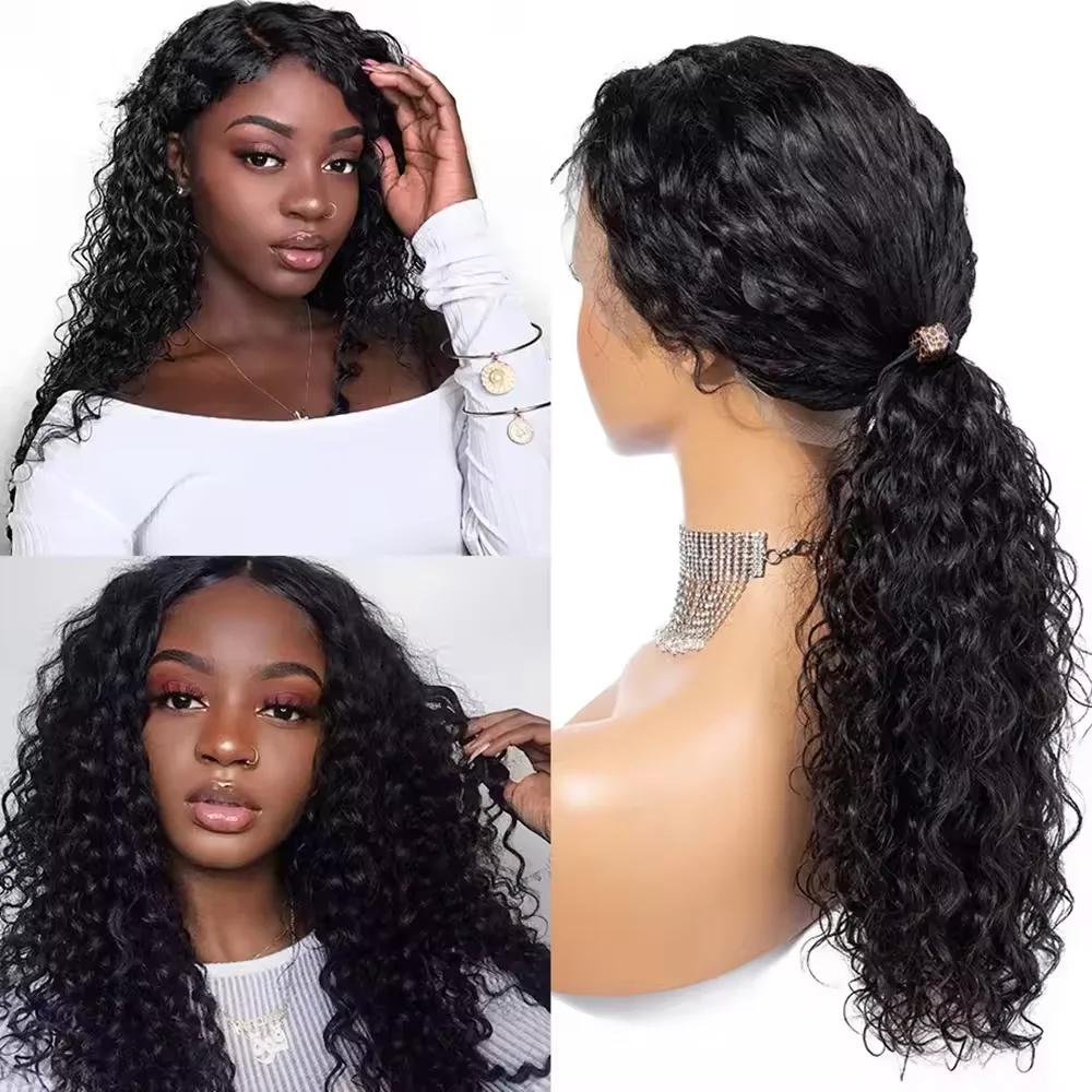 Curly HD Lace Wig 13x6Human Hair 200Density Water Wave Wig 30Inch Lace Front Wig Human Hair Deep Wave Frontal Wig Pre Plucked image 4