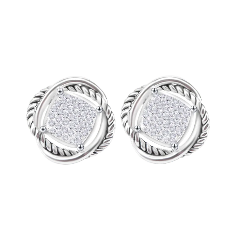 

925 Silver Jewelry 11mm Pave Diamond Stud Earrings Christmas Gifts Mother's Day Gifts Valentine's Day Gifts Birthday Gifts