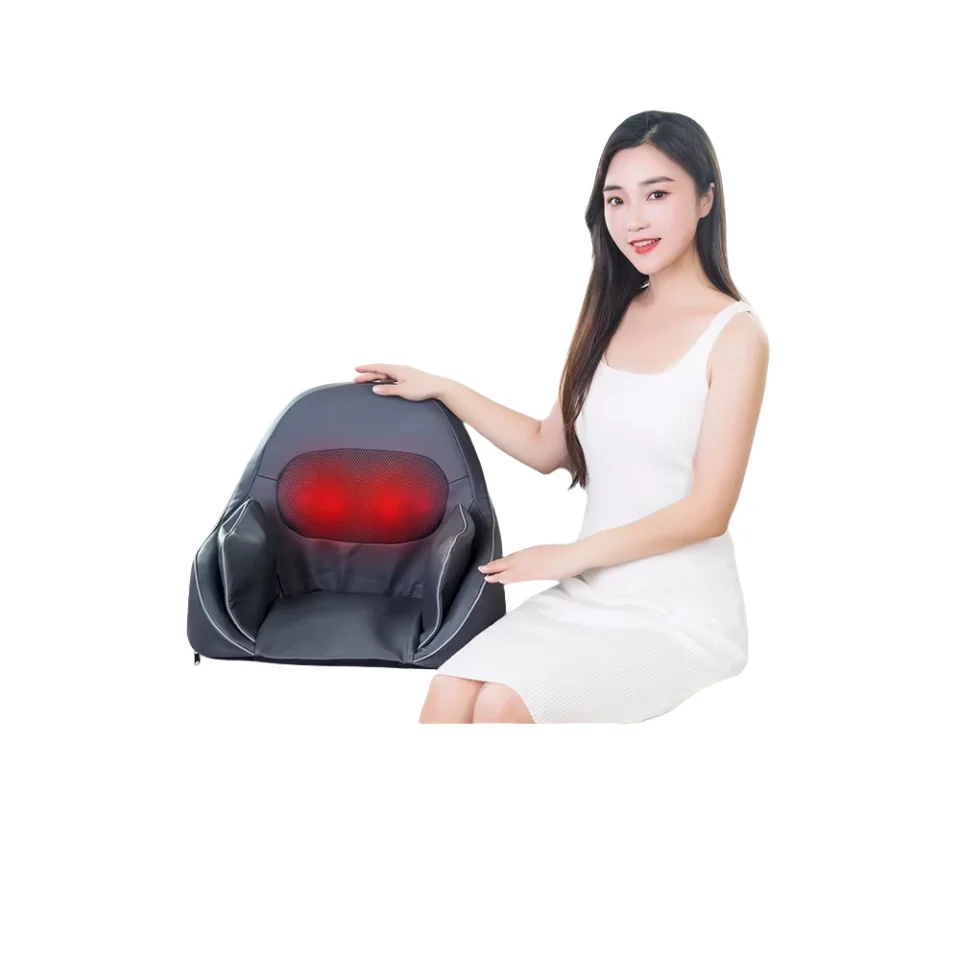 

Многофункциональная кожаная массажная подушка для автомобиля и домашнего использования, разминающий шиацу и горячий компресс для шеи, головы и талии