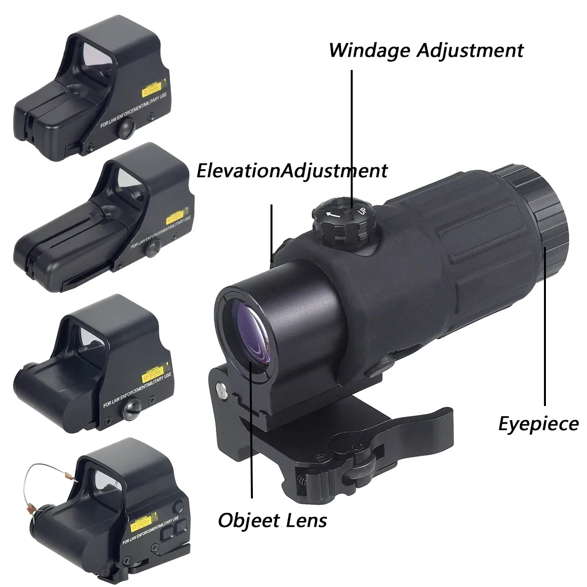 Tactical 551 552 558 553 G33 Red Dot Sight UNITY Mount Holographic Flip 3X Magnifier Weapon Optics Reflescope Collimator Hunting