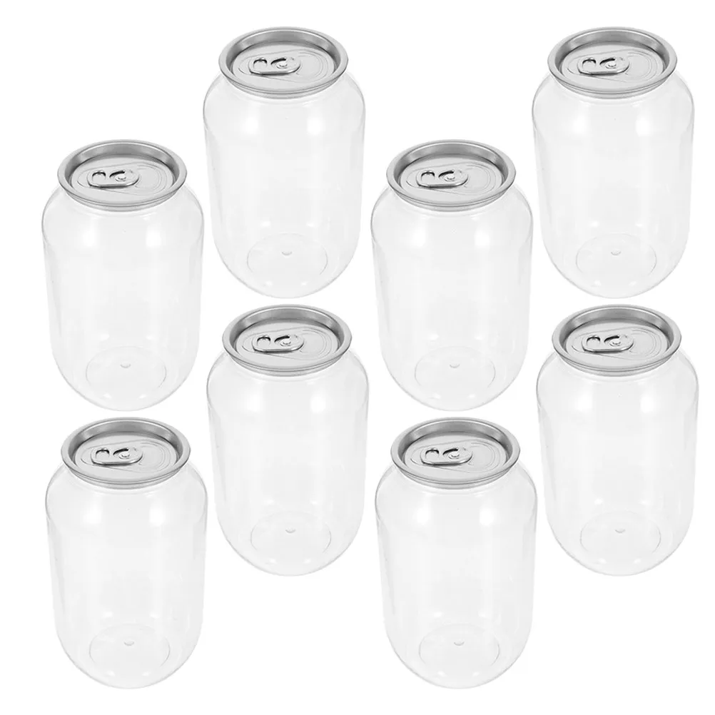 8個入り、持ち運び可能な使い捨てジュース缶。500ml。ミルクティー、オレンジジュースなどに最適な、開けやすく、液漏れしにくい容器。