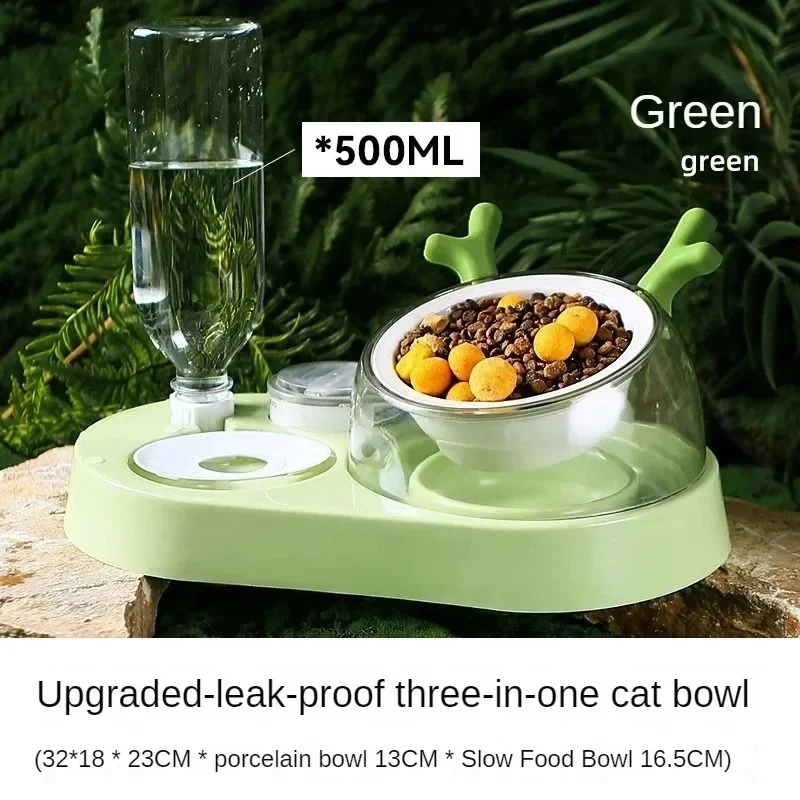 Pet Cat Bowl Automatic Feeder Water Dispenser Cat Bowl Ceramic Pet Bowl Feeder Protects Cervical Vertebrae Against Spilling