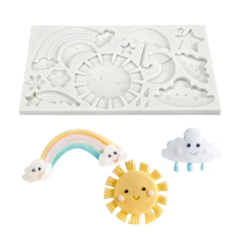 Rainbow สำหรับ Sun Cloud ซิลิโคนอาหารปลอดภัยแม่พิมพ์ Clay เรซิ่นเซรามิค Can