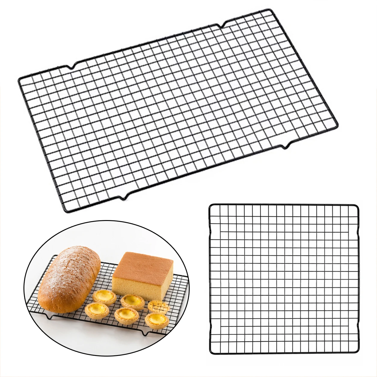1/2pcs Cake Cooling Rack Small Large Stainless Steel Wire Baking Grid Oven Safe Tray Cookie Bread Pastry Kitchen Bakeware TMZ
