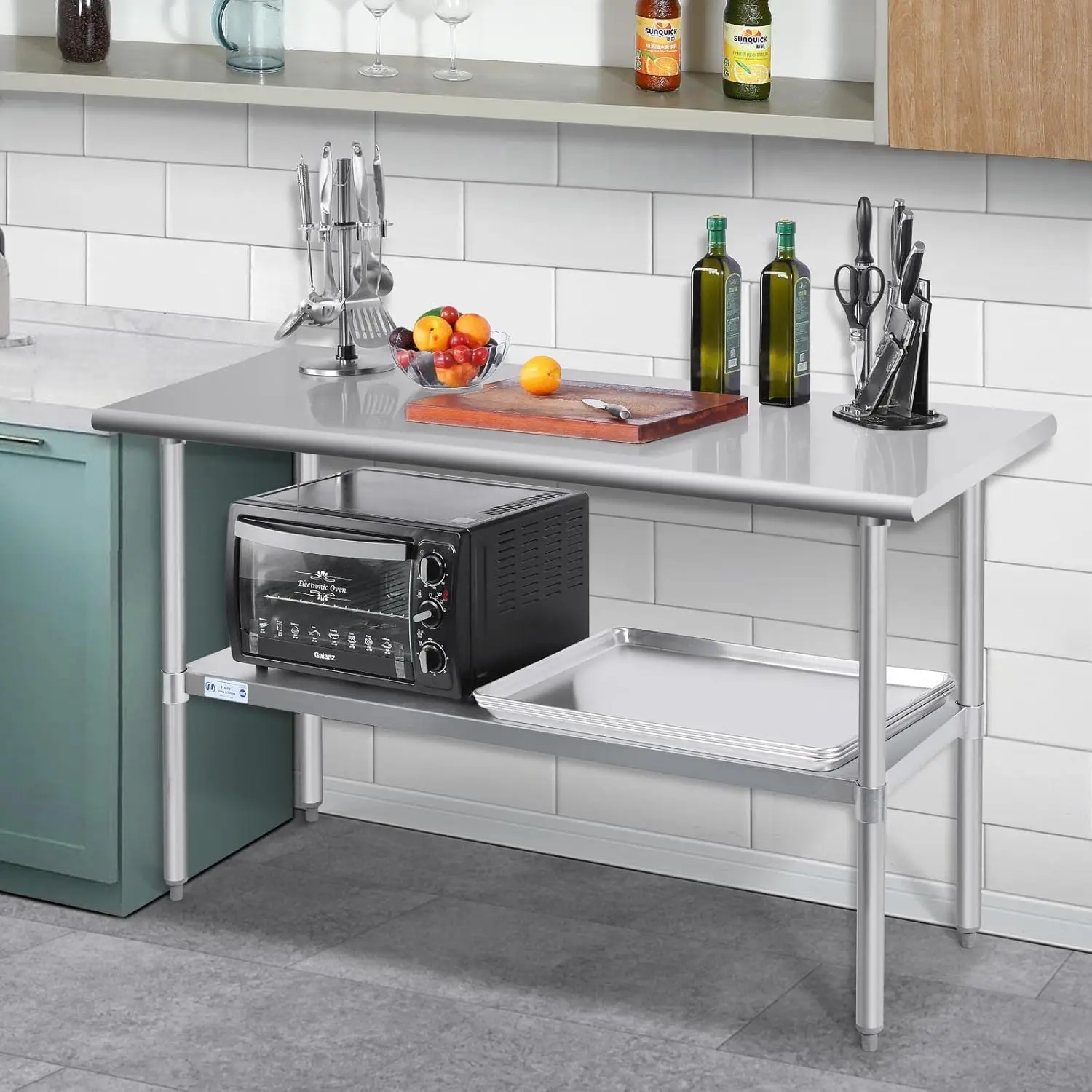 Steel Table for Prep & Work 30 x 60 Inches, NSF Commercial Heavy Duty Table with  Galvanized Legs