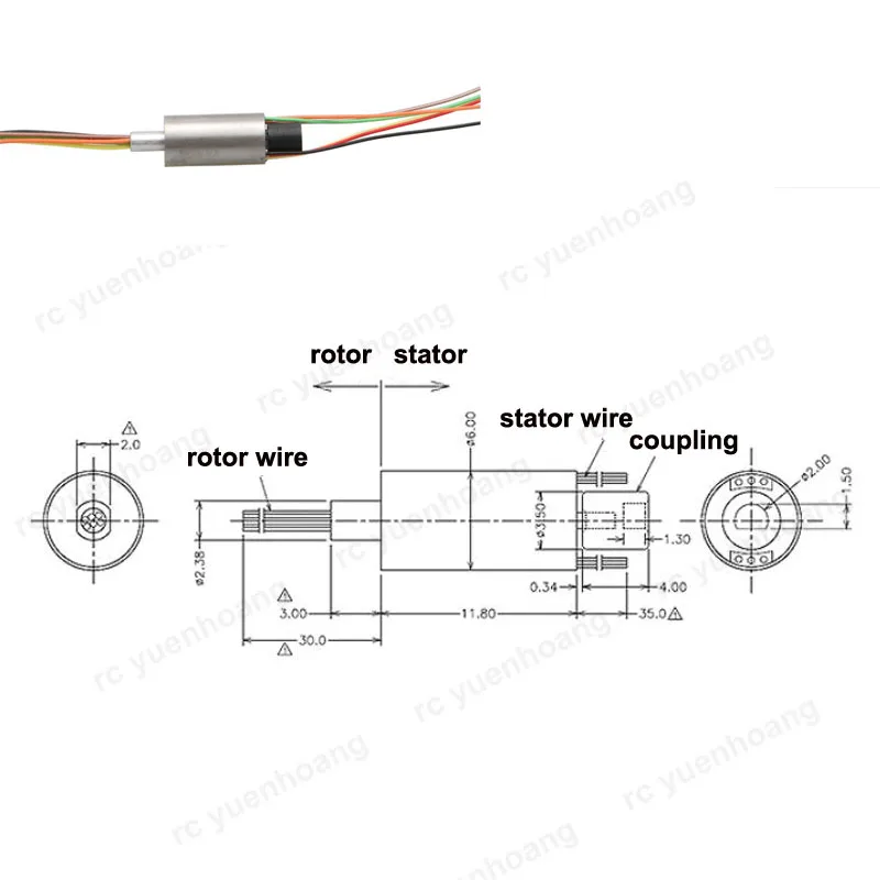 1 Stuks Dia 6Mm Koppeling Geleidende Slipring 5ch 6ch 1a Voor Rc Drone Gimbal/Robot/Verlichting Onbeperkte Rotatie Metalen Slip Ring Joint