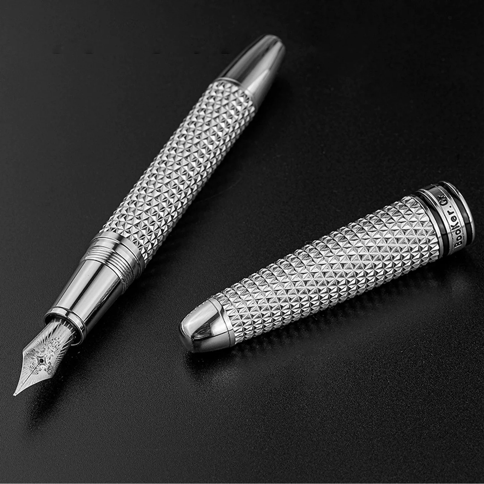 Metal Fountain Pen NO.60 for BooKer.Cr Flame Diamond Pattern 0.5mm Nib Business Office Ink Pen Student Stationery Supplies gift