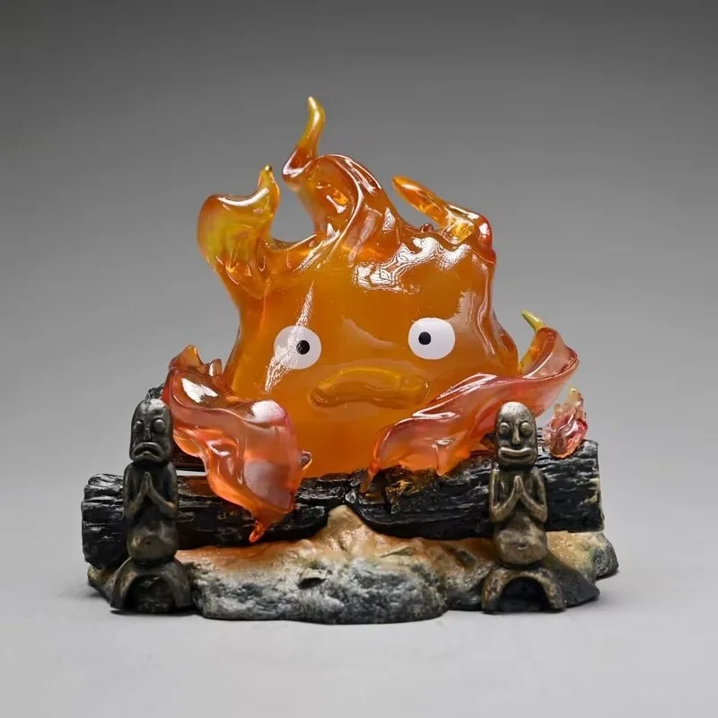

Calcifer Light Up Figurine Usb Powered Resin Statue Howl'S Moving Castle Anime Desktop Decor Collectible Model For Anime Fans