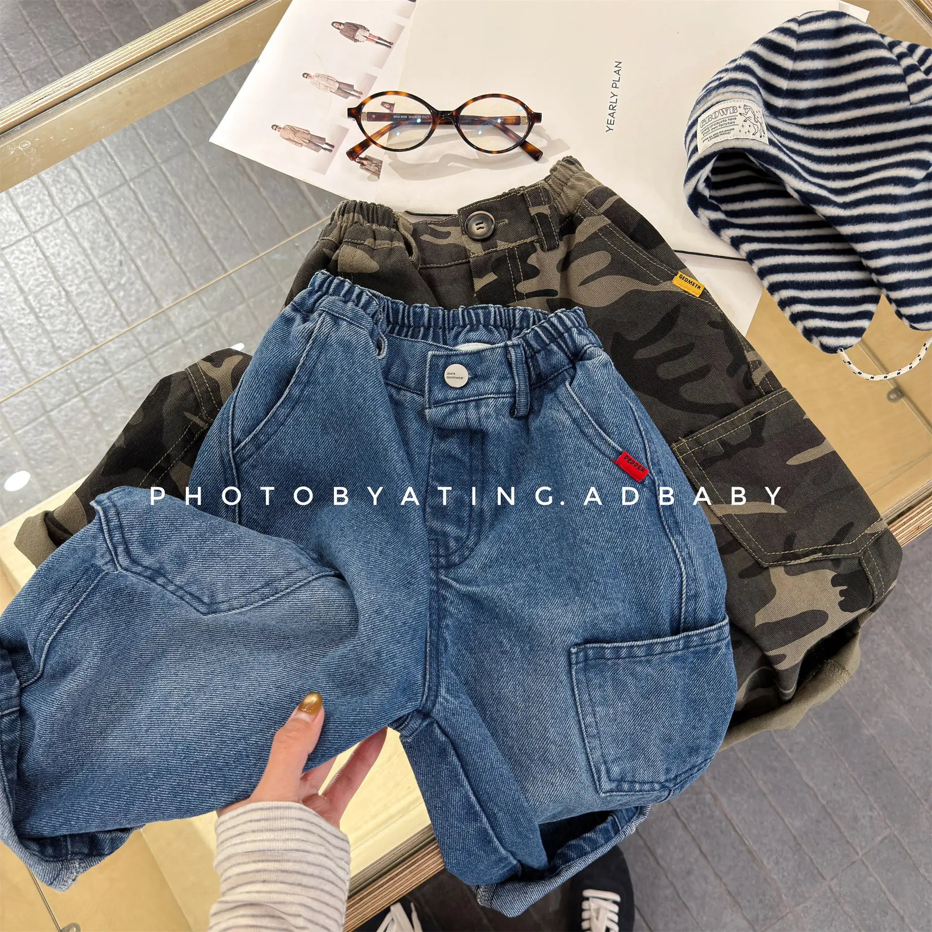 2026 Spring New Children Denim Trousers Kids Casual Pants Boys Jeans Girls Fashion Camouflage Harem Pants Toddler Clothes