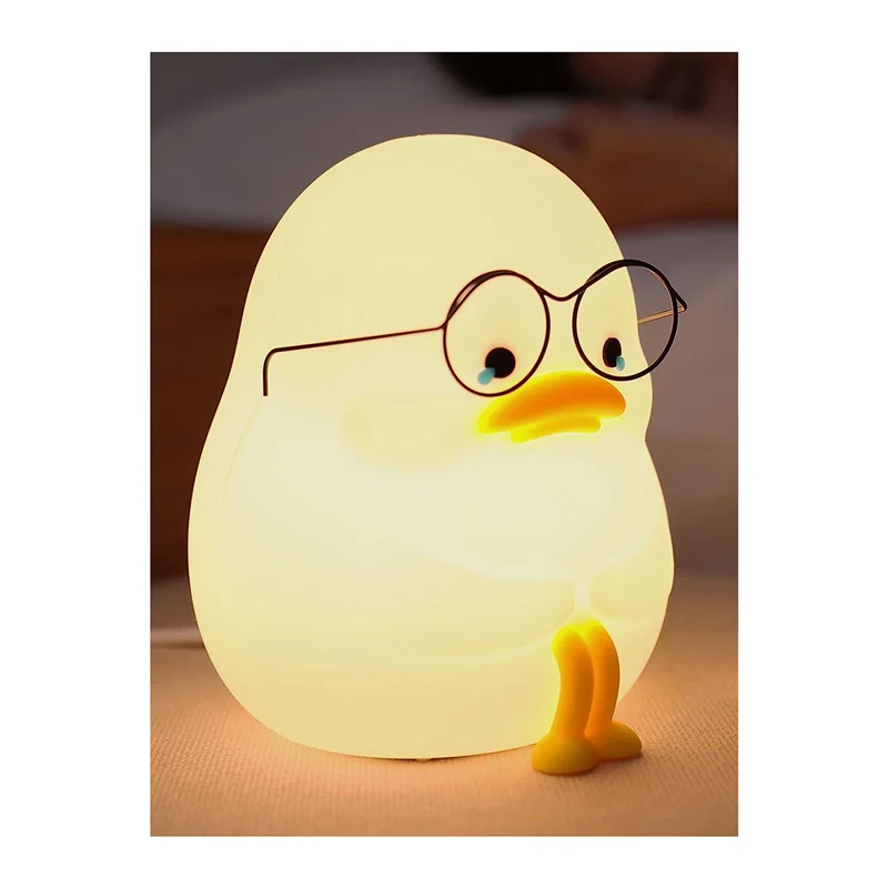 Happy Duck Kids Night Light, Silicone Nightlight for Kids, Cute And Dimmable Silicone Lamp for Soothing Bedtime B