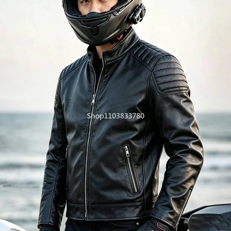 5XL Men Leather Jacket Spring Autumn Biker Jackets Fashion Motorcycle Jacket Faux Leather Coat Outwear Casual Streetwear Male