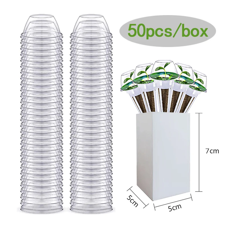 

50 Hydroponic plant seedling cover， soilless cultivation transparent insulation cover and air generator compatible， seed pod kit