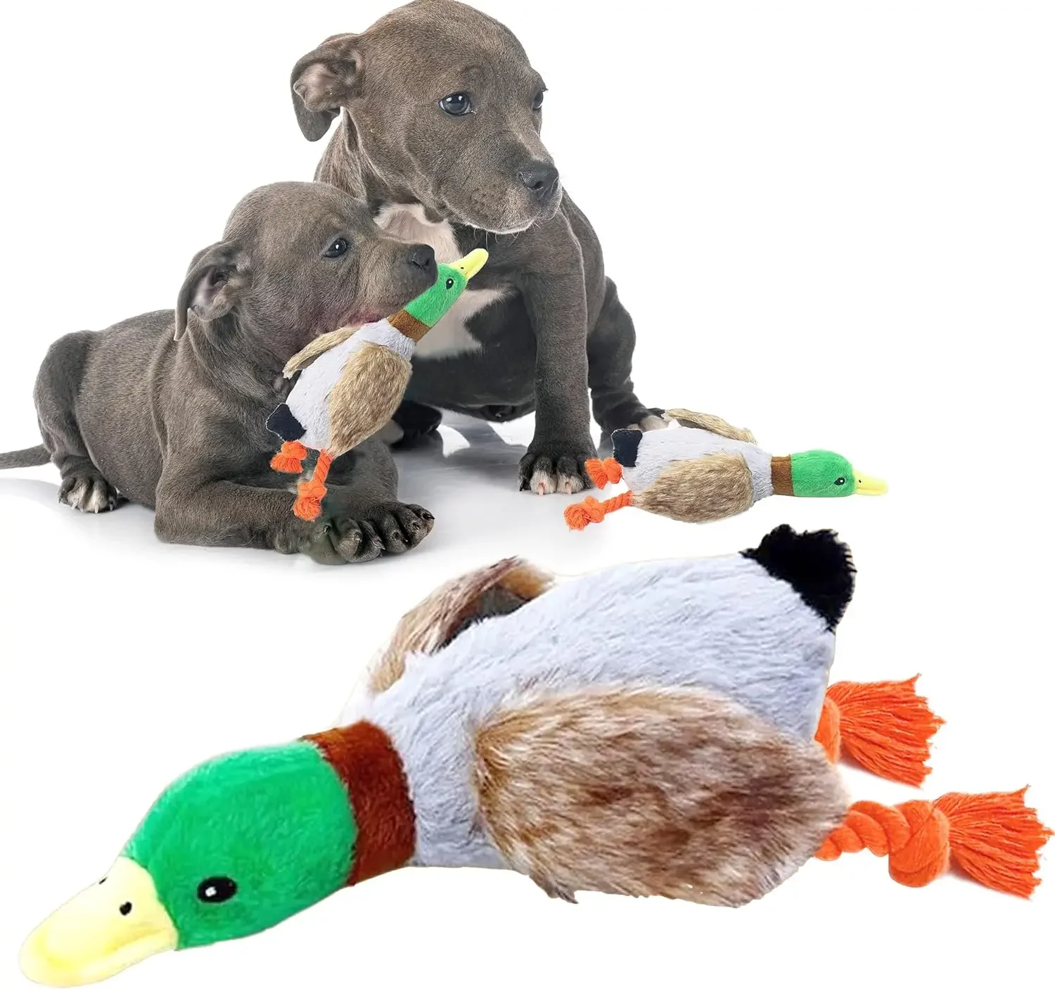 Durable Dog Chew Toys Cute Plush Duck Sound Toy Stuffed Squeaky Animal Squeak Dog Toy Cleaning Tooth Dog Chew Rope Toys