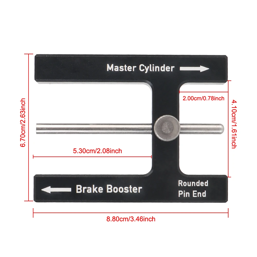 Brake Booster Push para travagem ajustável, Rod Adjustment Tool, Distância do Pedal de Freio, Cilindro Mestre, Medidor de Comprimento