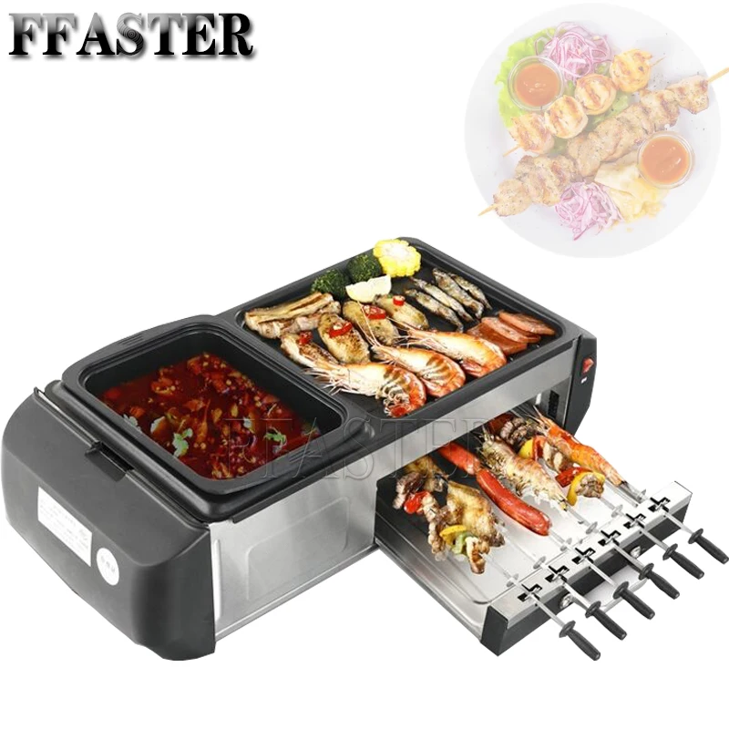 Household Grill-Shabu-Shabu Multi-function Split Hot Pot and Barbecue All-in-One Machine