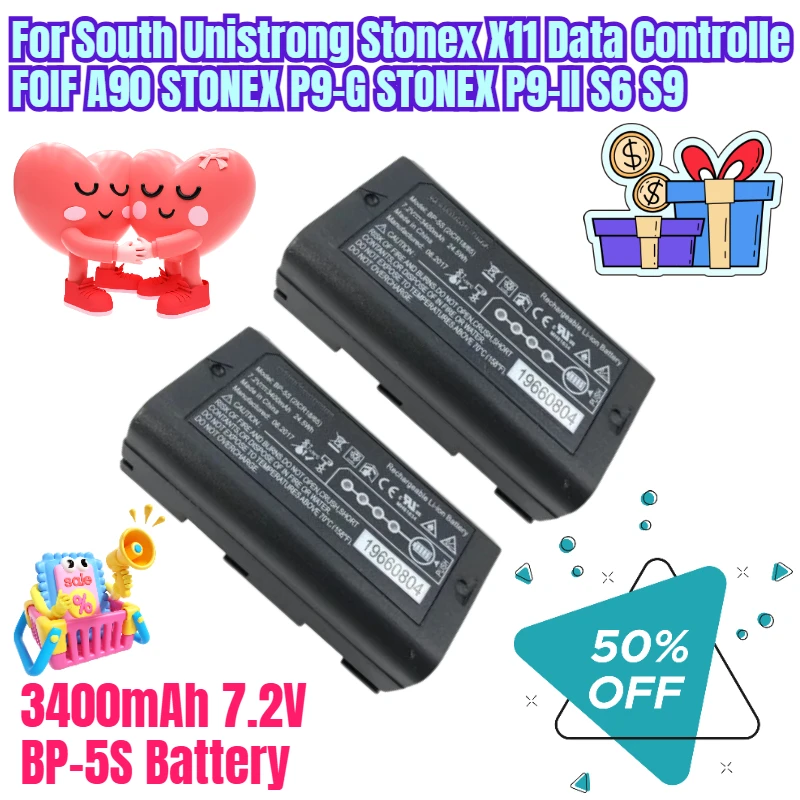 

3400mAh 7.2V BP-5S Battery for South Unistrong Stonex X11 Data Controlle FOIF A90 STONEX P9-G STONEX P9-II S6 S9