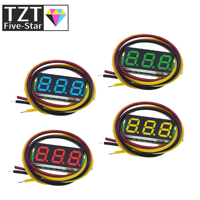 TZT Three line precision DC digital voltmeter head LED digital voltmeter DC4.5V-30V 0.28 Inch Mini Digital Voltmeter 0-100V