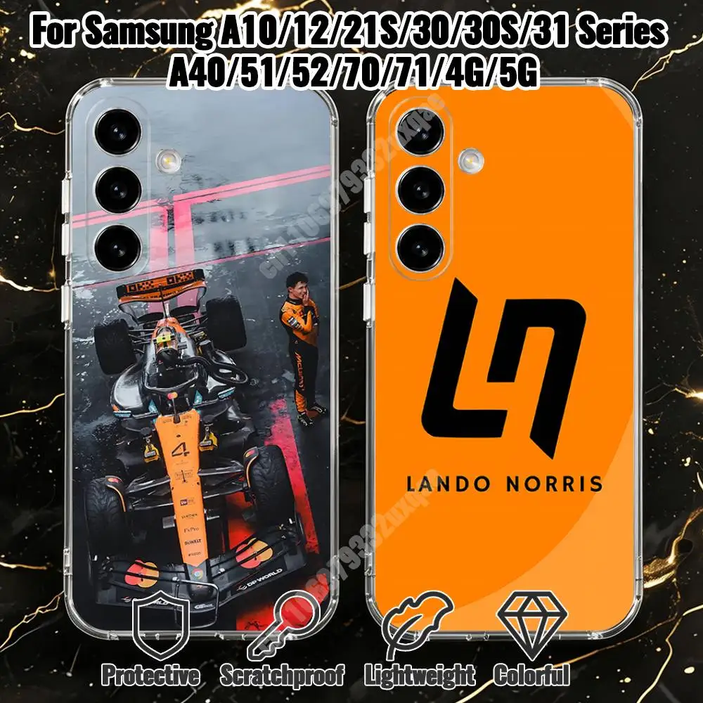 Racing Car Driver L-Lando N-Norris Phone Case for Samsung Galaxy A71 70 52 51 A40 31 30 A21S 12 10 Transparent Protector