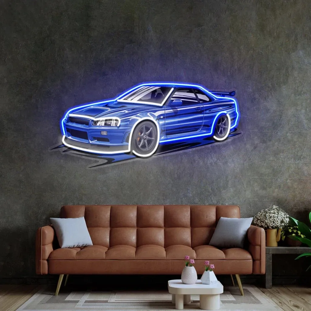 Stylish Blue Sport Car Neon Sign UV Printing Racing Car Wall Decoration For Bedroom Game Bar Club Male Gift