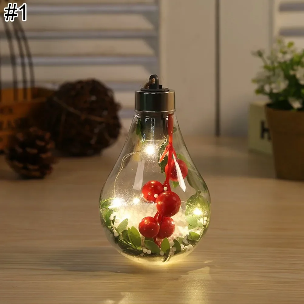 LED Christmas Bulb Ball Ornament Luminous Fairy Night Light Ball Hanging Pendant Home New Year Party Christmas Tree Decorations