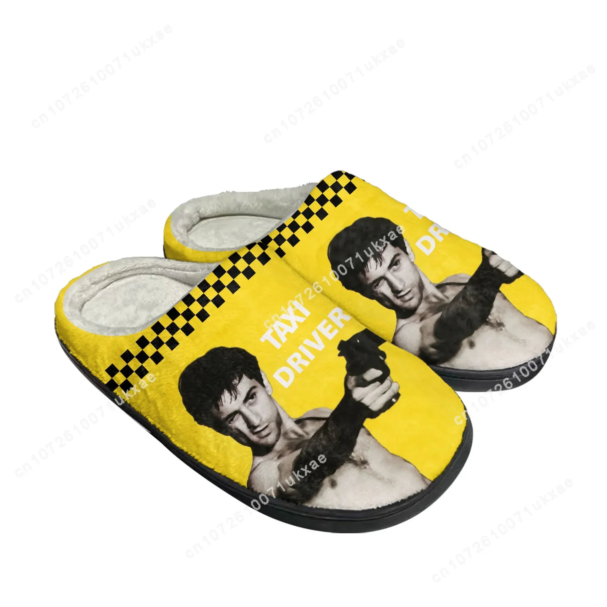 Chinelos de algodão para casa de filme de taxista, chinelos masculinos e femininos de pelúcia para quarto, sapatos casuais para manter o calor, chinelos térmicos personalizados