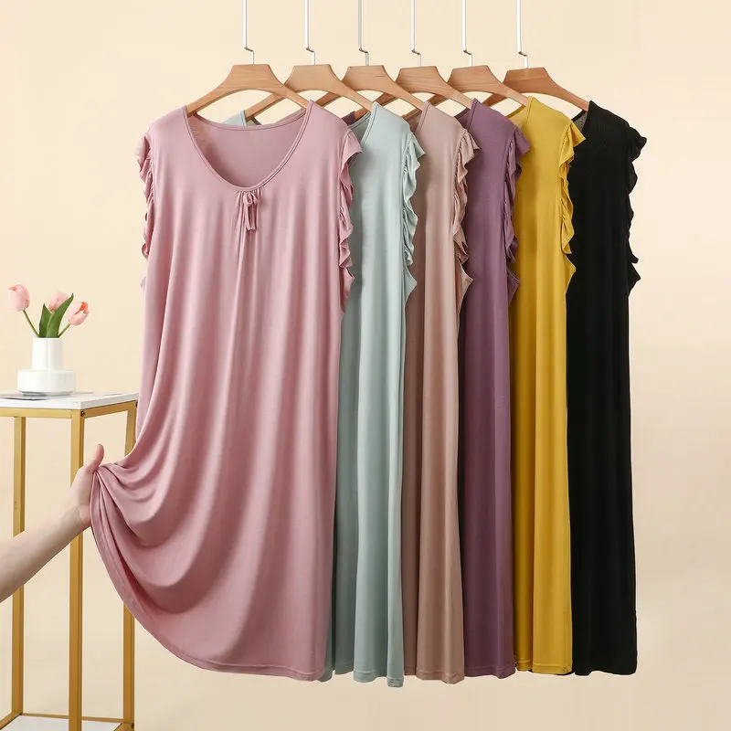Thin Pajamas Dress Summer Sleeveless Nightgown Woman Night Clothes Women's Sleepwear Nightie Nightwear Loose Sleeping Clothes