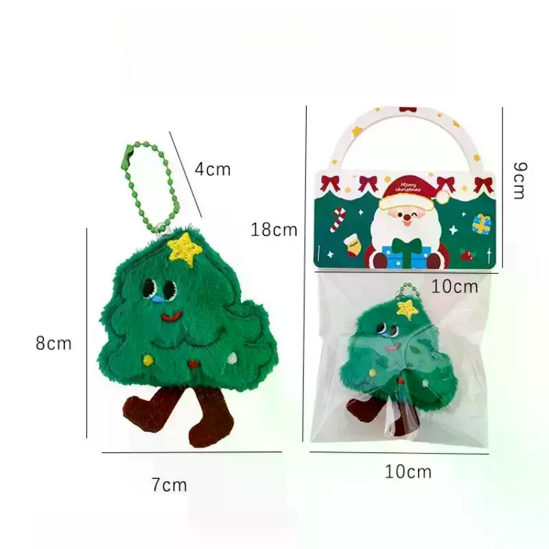 Christmas Plush Ornament Cute Santa Claus Snowman Stars Keychain Portable Bag Pendant Backpack Hanging Decor Gift For Friends